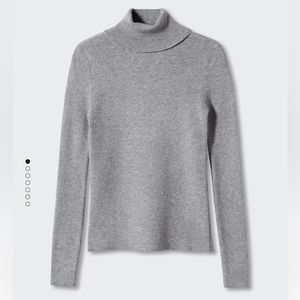 NEW Mango Rolled Neck Turtleneck Cable Sweater in Dark Heather Grey